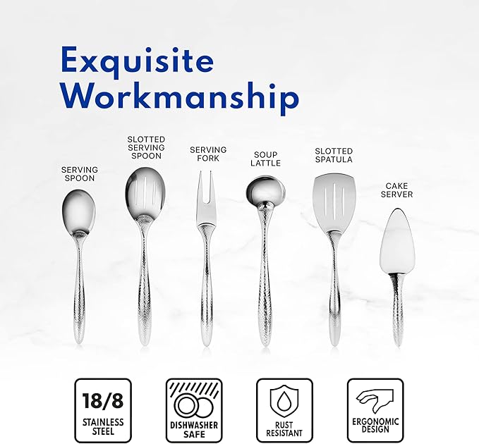 New Star Foodservice Mars Collection, Stainless Steel, 18/8 Hammered Hollow Handle Cake Server, 9.68-Inch