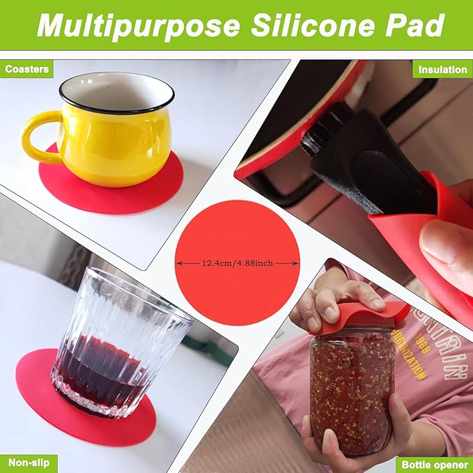 Jar Opener for Weak Hands - Removes Tight Jar Lid for Seniors with Arthritis - Adjustable Jar Opener - Multi Opener Set with Jar Opener Gripper Pad and Bottle Opener Keychain