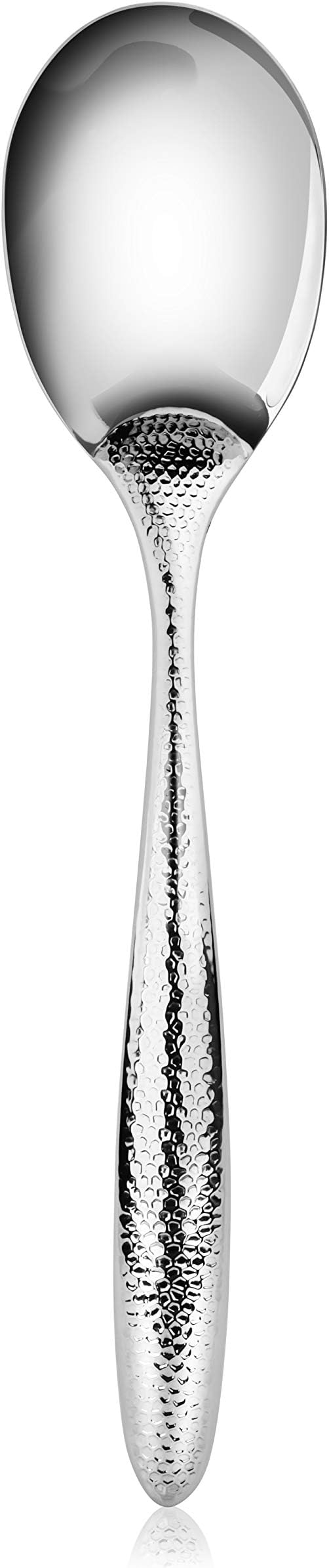 New Star Foodservice Mars Collection, Stainless Steel, 18/8 Hammered Hollow Handle Serving Spoon, 12.8-Inch