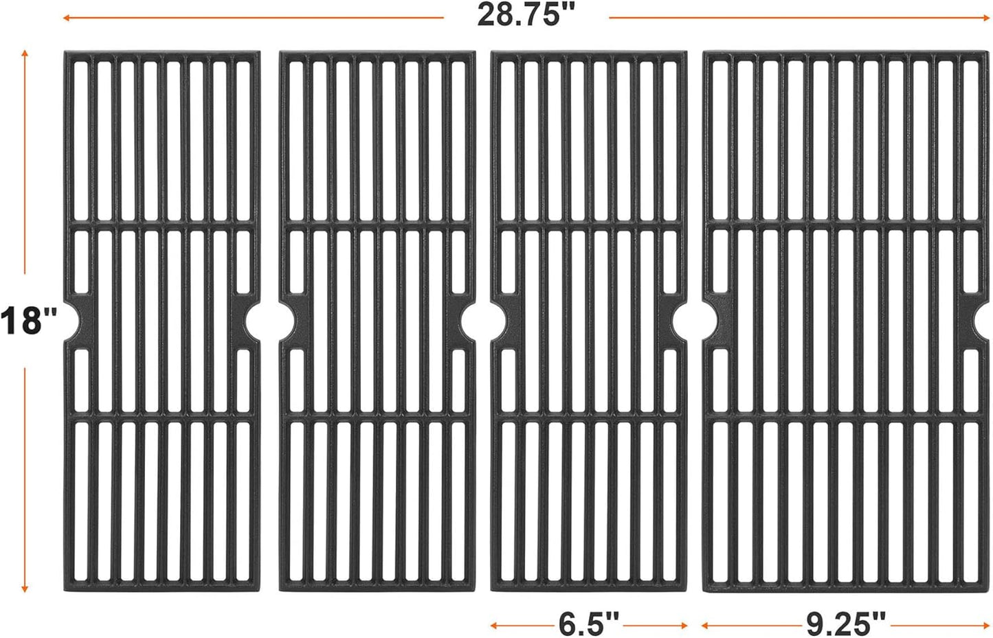 Cast Iron Grill Grates and Stainless Steel Grill Part Kit for Charbroil Performance 5 Burner Grills 463275717 463275517 463243518 463243519, Heat Plates, Burners, Adjustable Crossover Tube, Ignition