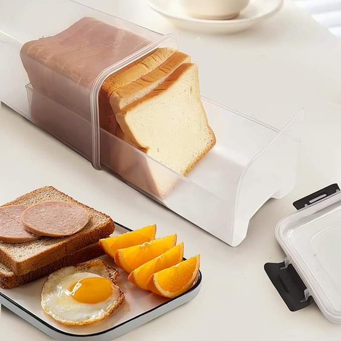 CZWL&HG Bread Storage Container with drawer Tray,Plastic Bread Box with Airtight Lid,Loaf Bread Keeper,Bread Holder for Homemade Bread,BPA Free
