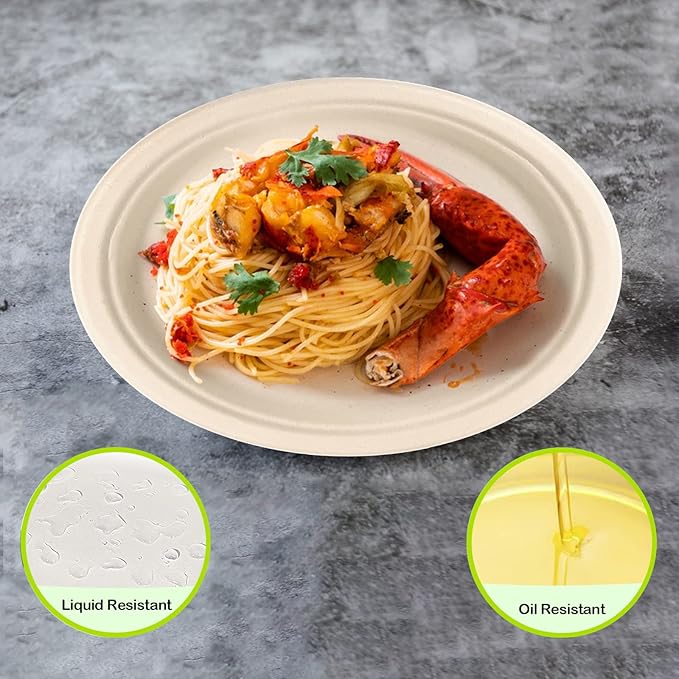 Paper Plates Bulk 500 Count, 100% Compostable Paper Plates 9 inch, Eco Friendly Recycled Paper Plates, Brown Paper Plates Heavy Duty for Party, Picnic, BBQ