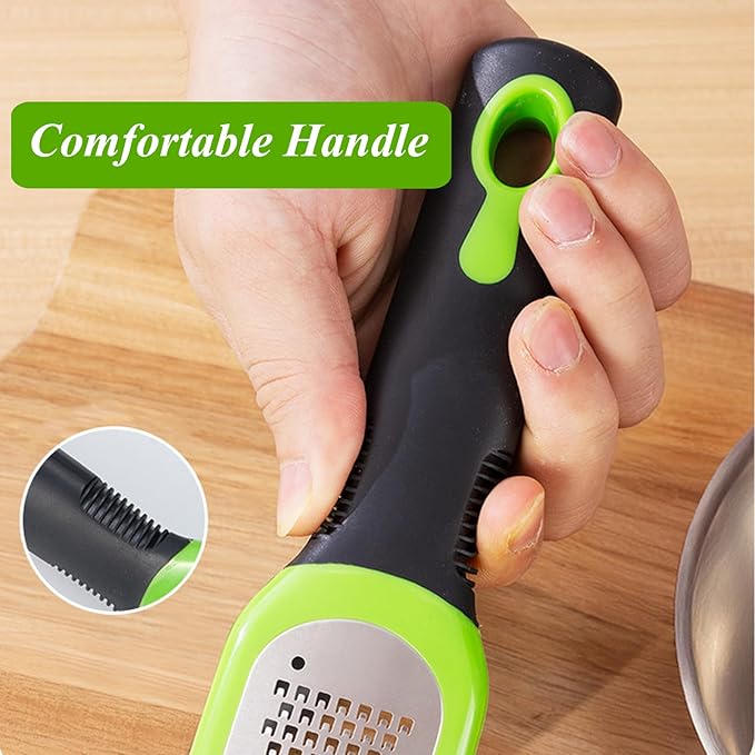 Zester Grater Set of 2, Cheese Grater for Kitchen Lemon Zester Tool Garlic Grater Ginger Grater, Kitchenaid Food Grater with Handle Handheld, Sharp Stainless Steel Blade with Protective Cover