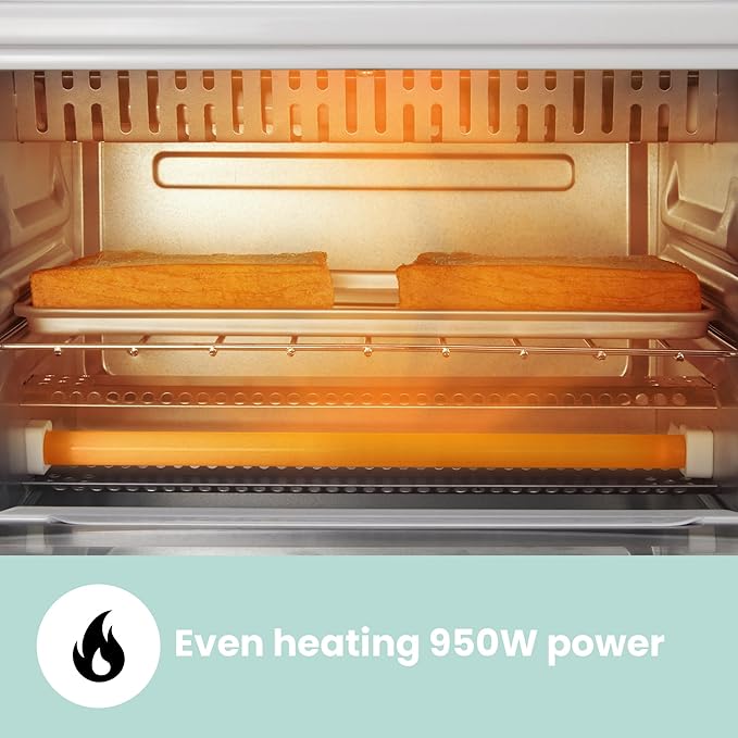 COMFEE' Toaster Oven Countertop, Small Toaster Ovens Combo 4 slice, Mini Oven for 9" Pizza, Compact Oven 2 Racks for Toast, Bake, Broil, 950W, Black, CTO-E101A(BK)