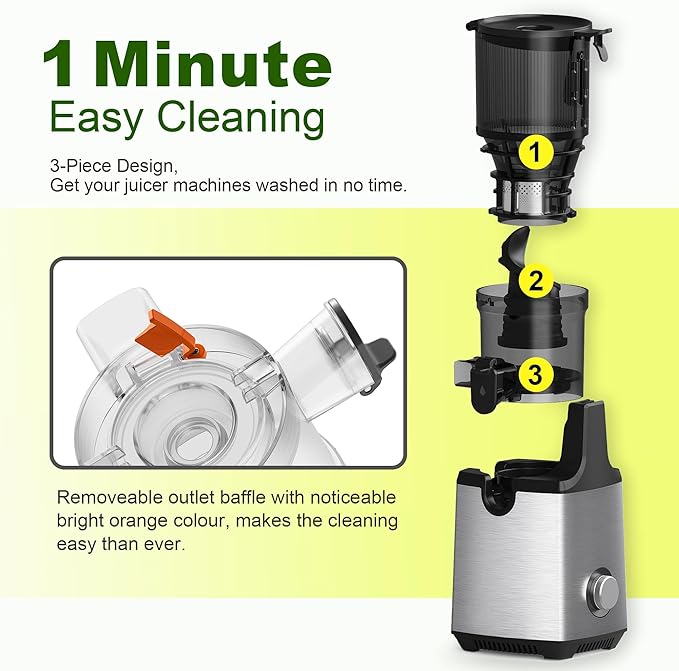 Juicer Machine,5.3" Wide Chute Cold Press Juicer,PCTG BPA-Free, 54oz Large Capacity,Stainless Steel Slow Masticating Juicer for Whole Fruits & Vegetables, Easy to Clean,High Juice Yield,Gray