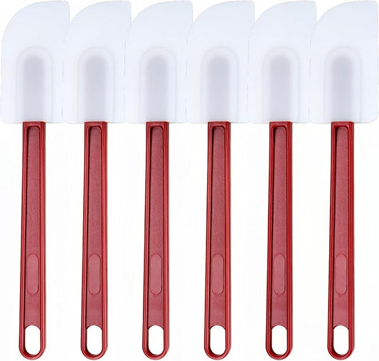 6 Pcs Commerical Silicone Spatula Set, 9.5-Inch Jam Scrapers High Heat Resistant, Commercial Grade, Nonstick & BPA-Free