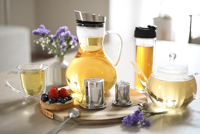 Teabloom Elegant Stainless Steel Loose Leaf Tea Infuser – Tea Connoisseur's Choice for White, Green, Oolong, Black, and Herbal Teas – Geometric Blossom Design – Small Size