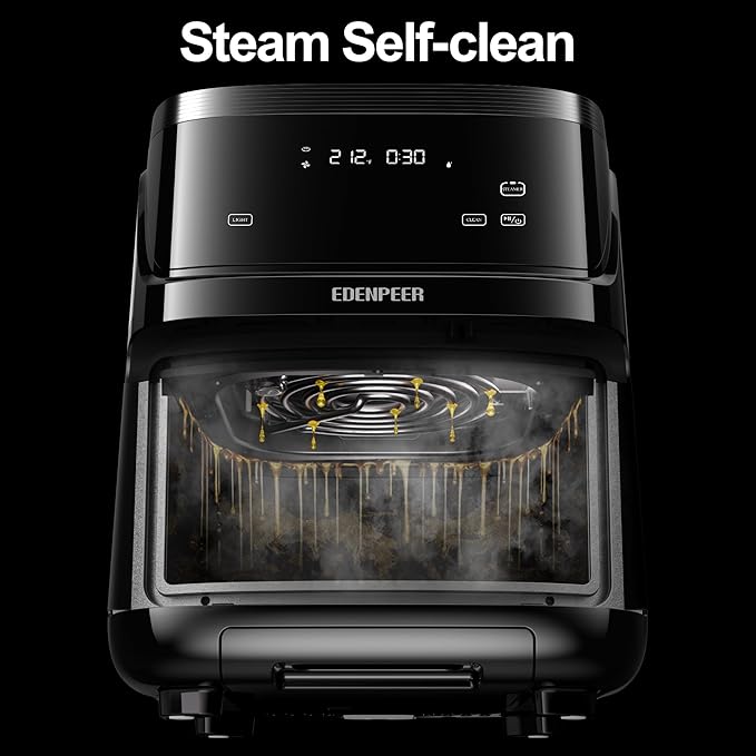 Steam Air Fryer, Non Toxic,12-IN-1 Large Air Fryers with Superior Airflow, Self-Cleaning Smart Digital Fryer, Air Fry, Roast, Reheat, Dehydrate, Air Crisp Technology with 420F for Hot, 7.5 QT