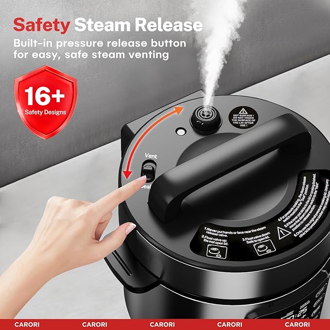 9-in-1 Electric Pressure Cooker 6 Qt, Programmable Multi-Function with Safer Vent, Olla de Presion, Rice Cooker, Slow Cooker, Steamer, Sauté, Warmer & Sterilizer, 1000W, Stainless Steel