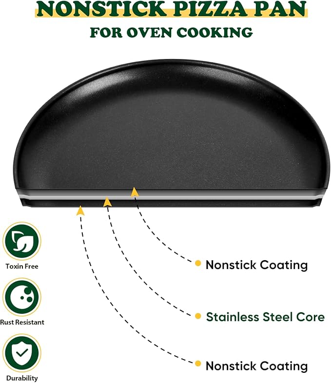 E-far 10 Inch Pizza Pan Set of 2, Nonstick Pizza Pie Pan Tray Platter, Metal Round Baking Sheet Cooking Pan for Oven, Durable & Stainless Steel Core