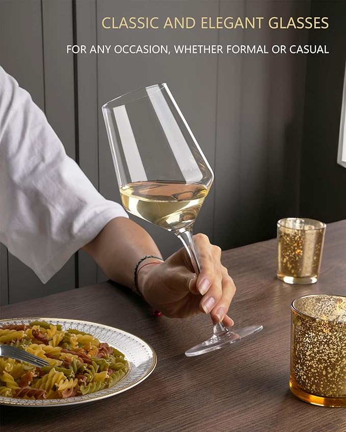 JBHO 17 oz Lead-Free Wine Glasses Set of 4, Hand Blown Durable Crystal Wine Glasses for Daily Use and Hosting Guests, Thin Rim for Serving Red and White Wine, Gift packing for any occasion