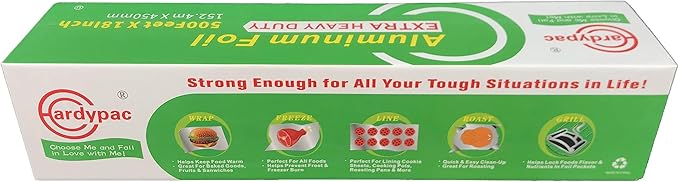 Superior Extra Heavy Duty Aluminum Foil Roll, 750SQFT, 30micron More 35% Thicker Than Heavy Duty, 18 Inch Width x 500 Feet Length, Commercial, Food Service Industry, Grilling, Catering, Roast, BBQ