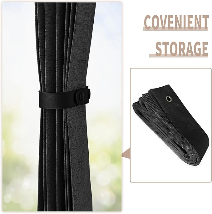 Vatge Doorway Curtains Privacy - Black Curtains for Closets Without Doors Room Divider for Doorway, Hanging Privacy Curtain Wall for Room Separation,1 Panel with Tieback, W52 x L78, Black