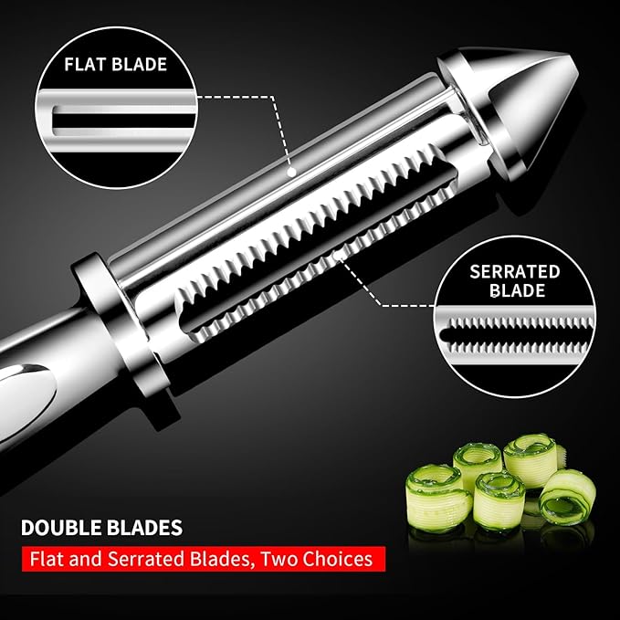 MAD SHARK Vegetable Peeler for Kitchen, Potato Peeler, Fruit Carrot Veggie Peelers, Design with Ergonomic Non-Slip Handle, I-Shaped Stainless Steel Serrated（Flat/Serrated Blade 2 in 1）