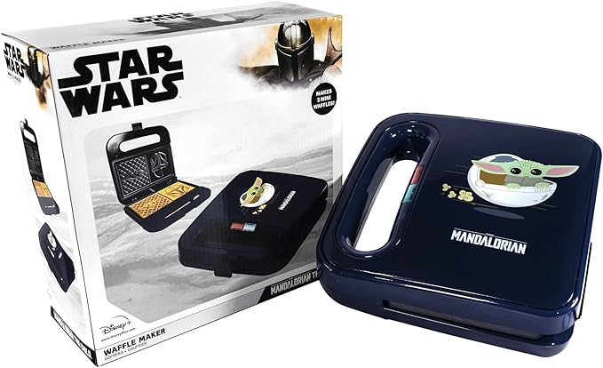 Uncanny Brands Mandalorian Waffle Maker - Bounty Hunter & Baby Yoda Waffles - Star Wars Kitchen Appliance