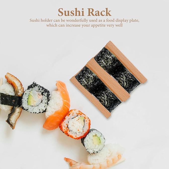Alipis Wooden Sushi Taco Holder, Sushi Roll Rack U Shaped Sashimi Plate, 2 Slot Sushi Hand Roll Stand Sashimi Serving Tray Food Display Stand