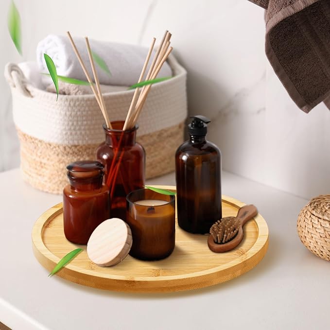 Mumufy 6 Pcs Lazy Susan Turntable Organizer Round Lazy Susan Turntable Tray for Kitchen Counter Pantry Table Organization Cabinet Bathroom(Bamboo,10 Inch)