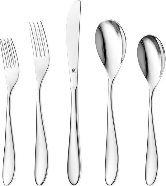 Silverware Set for 4 | 18/10 Stainless Steel Flatware Set | Mirror Finish, Heavy-Duty, Dishwasher Safe, Elegant & Durable, Built to Last (20-Piece, Marettimo)
