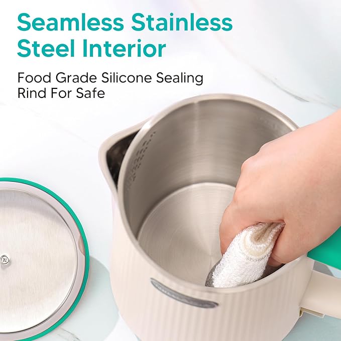 Nueve&Five 1.7L (57oz) Large Electric Kettle Perfect for 7+Cups of Tea and Coffee,2 quarts Double Wall Big Electric Tea Kettle,Auto Shut Off,1200W Hot Water Kettle Electric -Green