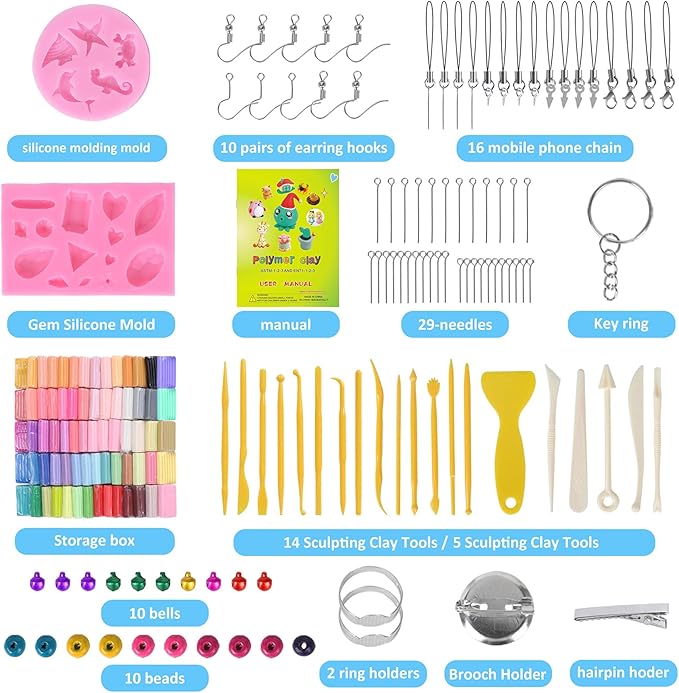 Polymer Clay Set, 72 Color Oven Bake with Sculpting Tools and Accessories, Modeling Clay for Kids,Ideal DIY Clay Art Set for Kids Beginners Artists