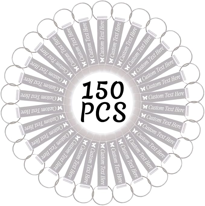 150PCS Personalized Bottle Opener Keychain Bulk Custom Beer Bottle Opener with Logo Text Engraved Wedding Bottle Opener Favors Customized Gifts for Guests Baby Shower Birthday Party-Silver