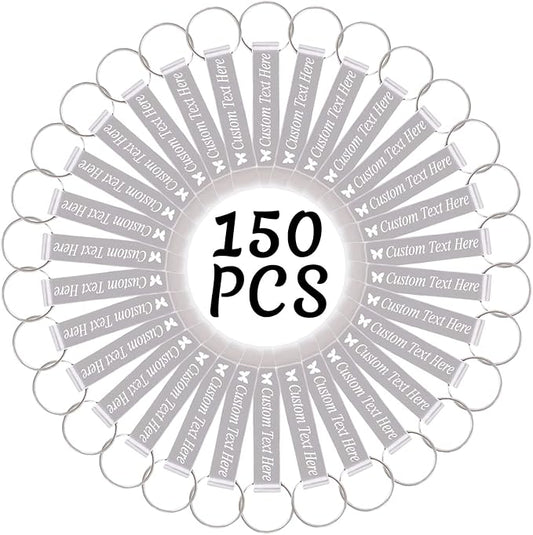 150PCS Personalized Bottle Opener Keychain Bulk Custom Beer Bottle Opener with Logo Text Engraved Wedding Bottle Opener Favors Customized Gifts for Guests Baby Shower Birthday Party-Silver