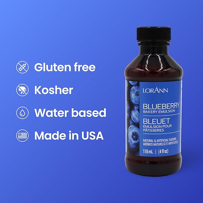 Lorann Oils Blueberry Bakery Emulsion: Realistic Blueberry Flavor, Perfect for Elevating Berry Notes in Baked Goods, Gluten-Free, Keto-Friendly, Blueberry Extract Substitute Essential for Your Kitchen