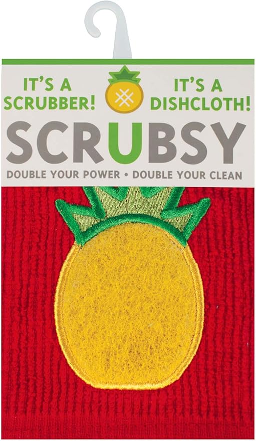 MÜkitchen SCRUBSY 100% Cotton Kitchen Dish Cloth with Built in Scrubber | Various Designs and Super Absorbant (Pineapple)