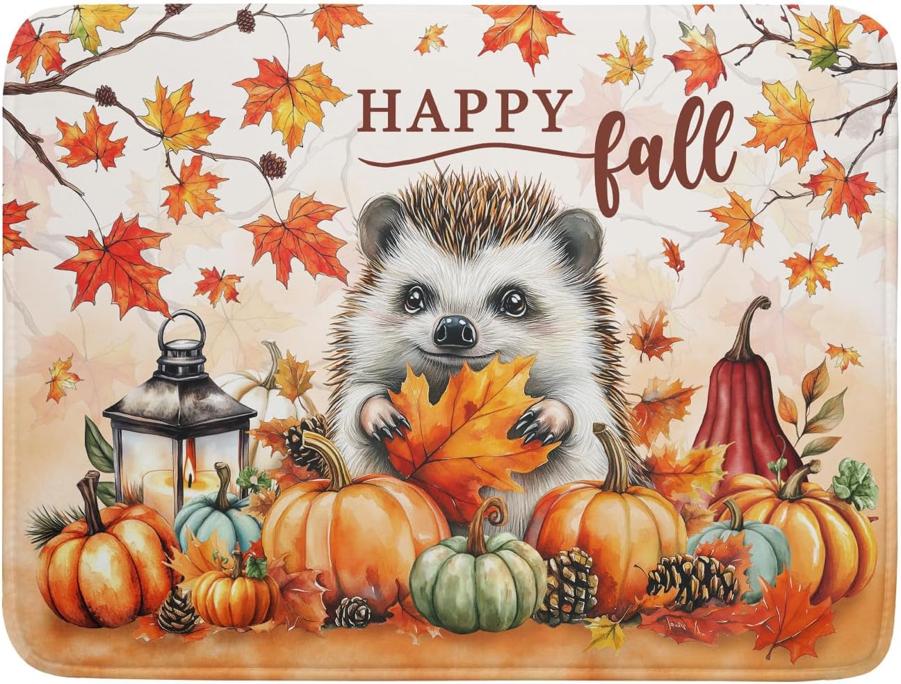 Happy Fall Dish Drying Mat - Large Absorbent Microfiber Drying Pad for Kitchen Counter 18 X 24 in Yellow