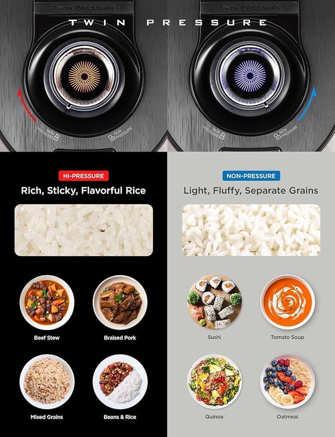 CUCKOO CRP-RT0609FB 6-Cup (Uncooked) / 12-Cup (Cooked) Twin Pressure Rice Cooker & Warmer with Nonstick Inner Pot, 14 Menu Options, Safe Steam Release, 3 Voice Guide, Auto Clean (Black)