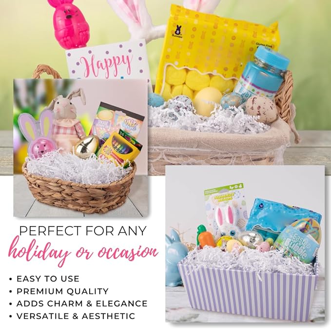 MagicWater Crinkle Cut Paper for Gift Baskets - 2LB White - Perfect for Shredded Paper Filler, Basket Filler, Gift Boxes, Bridesmaid Gifts, Halloween Stuffers & More – Ideal for All Occasions