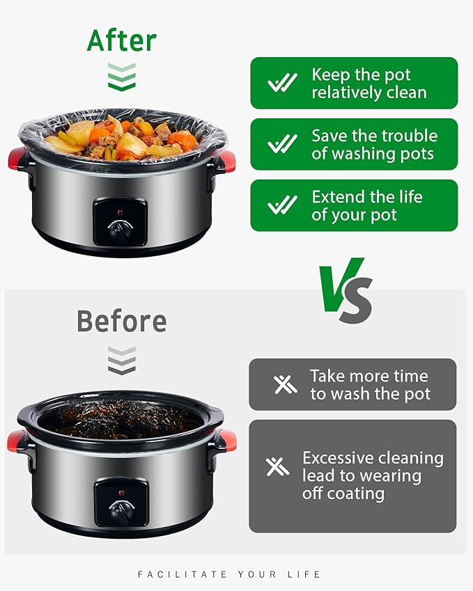 Syntus Slow Cooker Liners, 30 Count Cooking Bags Small Size Disposable Pot Liners Plastic Bags, Fit 1QT to 3QT for Slow Cooker Cooking Trays, 10.5"x 17.5", 30 Liners