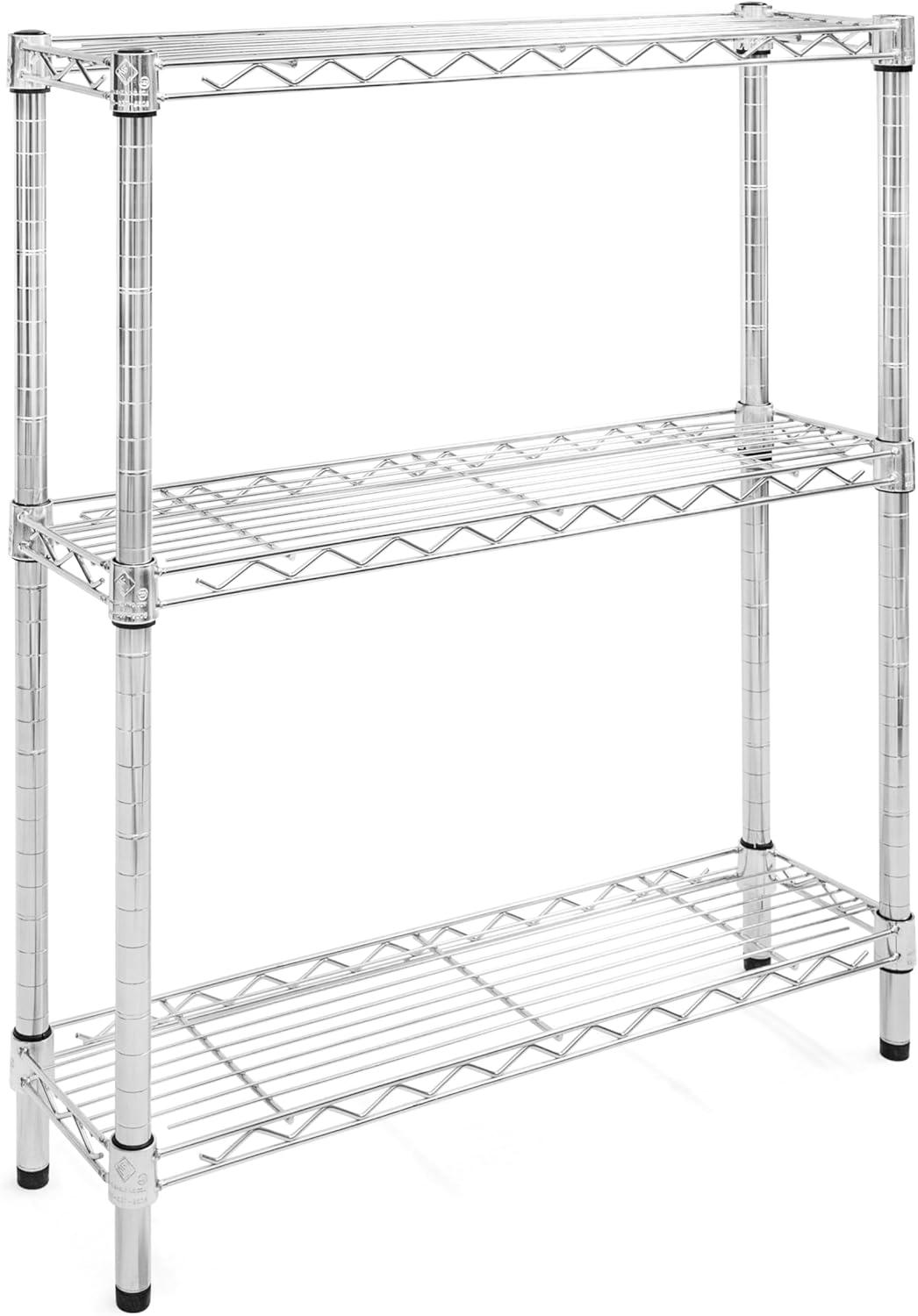 Shelving Inc. 8" d x 30" w Chrome Wire Shelving with 3 Tier Shelves, Weight Capacity 800lbs Per Shelf