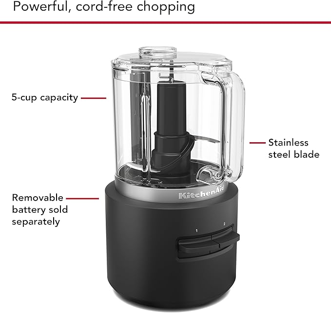 KitchenAid Go™ Cordless Food Chopper - battery sold separately, KFCR500, Black Matte