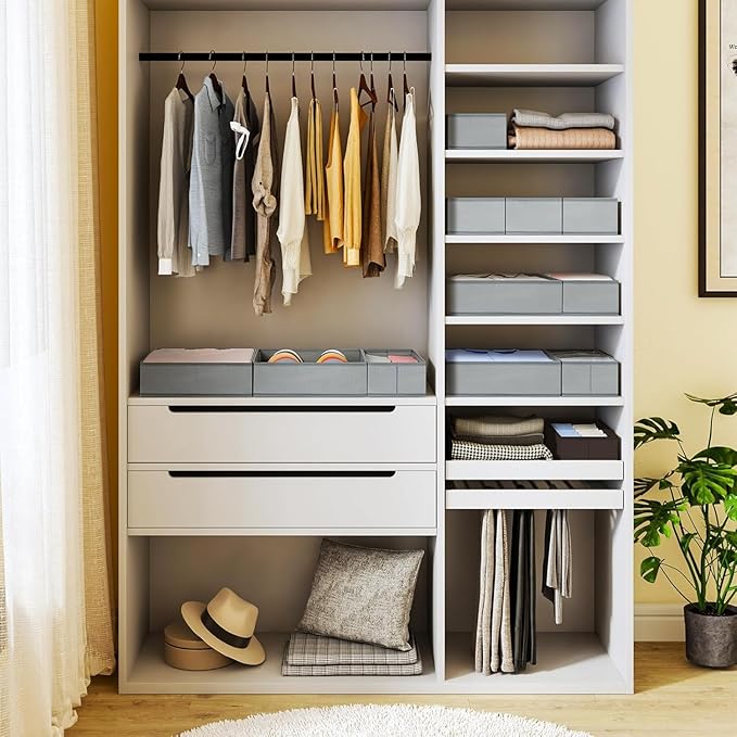 DIMJ Drawer Organizer Clothes, 24 Pack Dresser Organizer, Foldable Closet Organizers and Storage, Fabric Dresser Drawer Organizers, Drawer Dividers for Nursery, Baby Clothes, Underwears, Sock