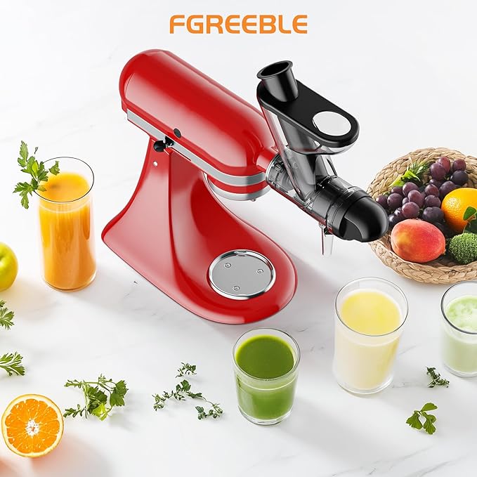 Masticating Juicer Attachment for KitchenAid Stand Mixer, Cold Pressed Juicer Machine, Slow Masticating Juicer Attachment with Dual Feed Chute and Pusher by FGREEBLE