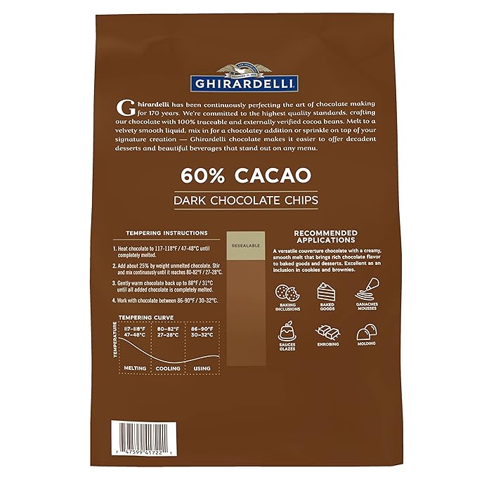 Ghirardelli Chocolate Company 60% Cacao Dark Chocolate Chips, 5lb (Pack of 2)