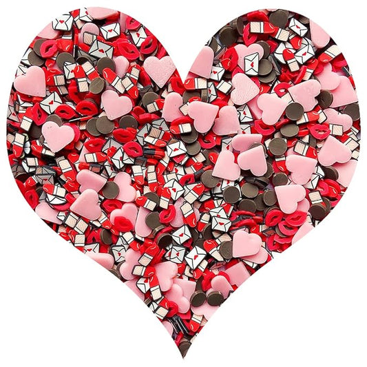 EHOPE Fake Sprinkles Clay Sprinkles Polymer Clay Slices for Nail Art DIY Crafts Cake Phone Case (40G-Letter+Lips-45)