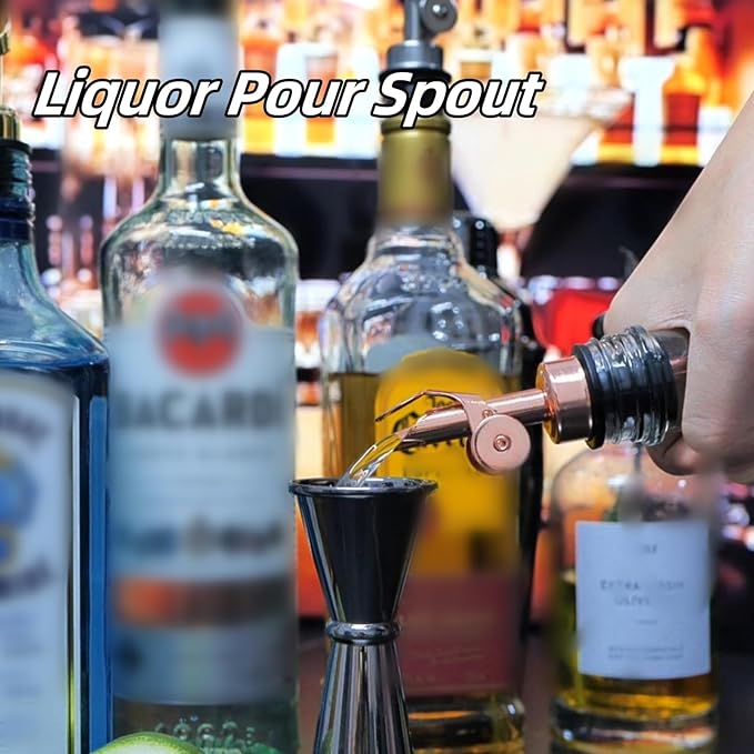 Olive Oil Dispenser Spout, Weighted Liquor Pour Spout, Syrup Dispenser Spout, Stainless Steel Automatic Pour Spouts for Liquor Bottles, Oil Bottles, Vinegar, Syrup and Alcohol 2 Pack Golden