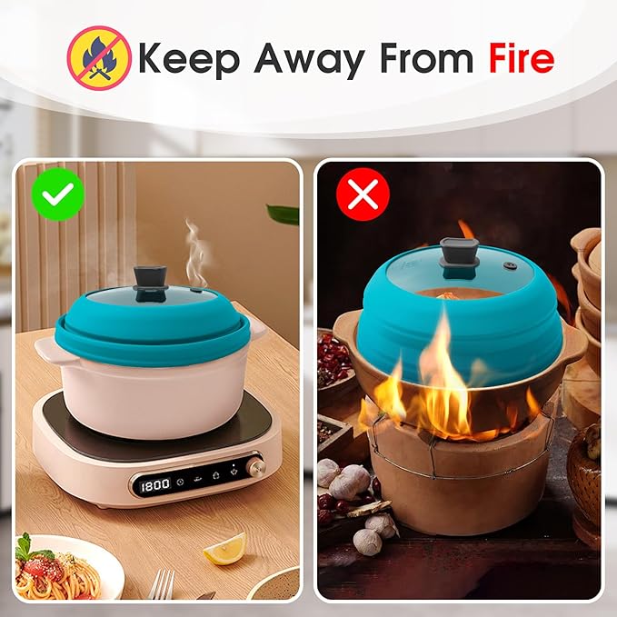 Microwave Splatter Cover for Food Collapsible Glass Microwave Cover Silicone Splatter Guard Dishwasher Safe Splatter Lid for Plates, Bowls, Pots & Stovetop Cooking 10.8" Blue