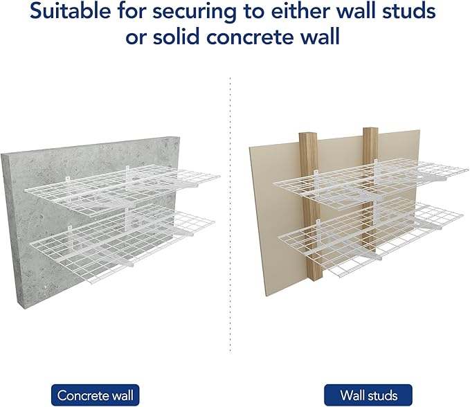 FLEXIMOUNTS 2-Pack 2x4ft 24-inch-by-48-inch Wall Shelf Garage Storage Rack Wall Mounted Floating Shelves, White
