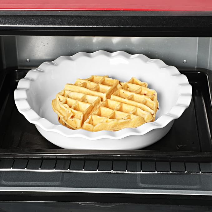 ONTUBE 10.5-Inch Deep Pie Pans 50oz, Ceramic Large Round Pie Tins for Baking, (White, 1 Pieces)