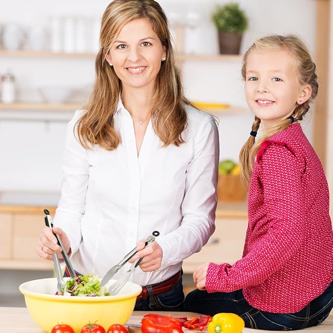 Kitchen Tongs, Joinkitch Stainless Steel Cooking Tongs Set 2 pack (12-inch.9-inch) With Heat Resistant Handle For Kitchen Outdoor Barbeque Salad Fish Thick Steak