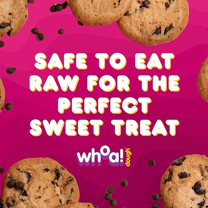 Whoa Dough Ready to Bake Cookie Dough Chocolate Chip – Certified Non-GMO, Kosher, Gluten Free – Plant-Based Snack Dough Made with Real Ingredients – 6 Pack