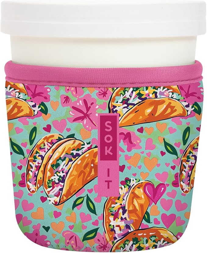 Sok It IceCreamSok Insulated Neoprene Cover (Taco 'Bout, Tapered Ice Cream Pints)