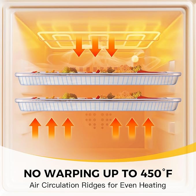 HONGBAKE Aluminum Cookie Sheets for Baking, 2-Pack Commercial Quality Half Sheet Pan, Baking Sheets Non Stick with 50 PCS Parchment Paper, 12.8 x 17.7 in, Silver