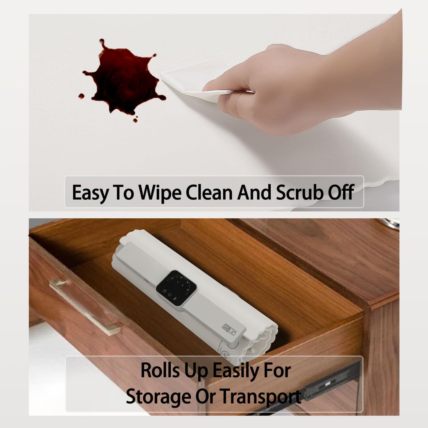 Electric Warming Tray,Food Warming Mat with 5 Temperature Settings,Rollable & Portable Silicone Fast Heating Tray Food Warmer For Parties,Restaurants,Buffet,Sabbat,Home Everyday Use(Cream)