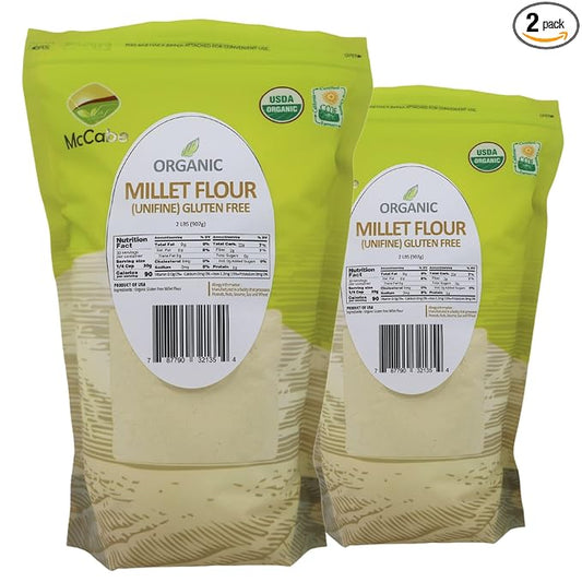 McCabe Organic Millet Flour - Millet Flour Organic | Rich with Fiber & Minerals | USDA and CCOF Certified | Product of USA | 2Lbs Pack of 2