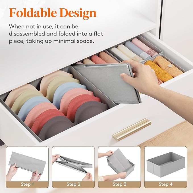 Lifewit Underwear Drawer Organizer for Closet 12 Pack, 3 Sizes Dresser Organizer Dividers, Deep Fabric Foldable Drawer Storage Organizer Bins for Clothes, Sock, Bra, Lingerie, Undies