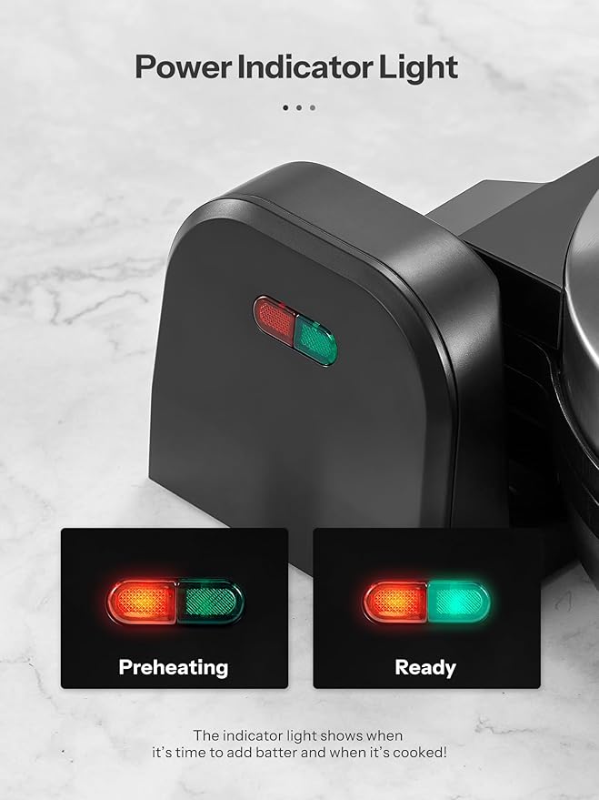 Waffle Maker, Round Classic Belgian Waffle Iron with 180°Rotating Design, Nonstick Plates & Cool Touch Handle, 1080W Fast Heating Waffle Machine, Brushed Stainless, Silver (4 Slices)